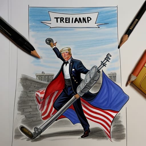  Draw a picture of Trump holding a cannon