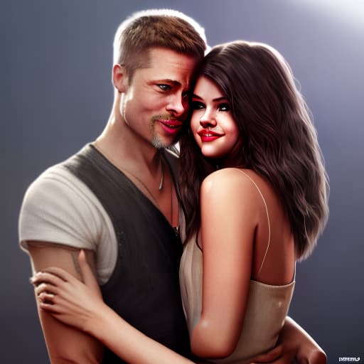 redshift style Brad Pitt hugging Selena Gomez in New York