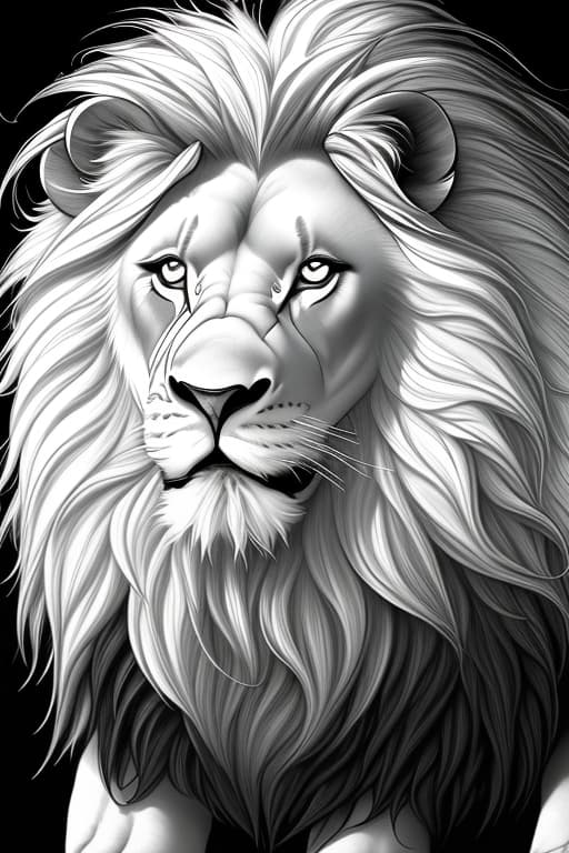  Black and white lion