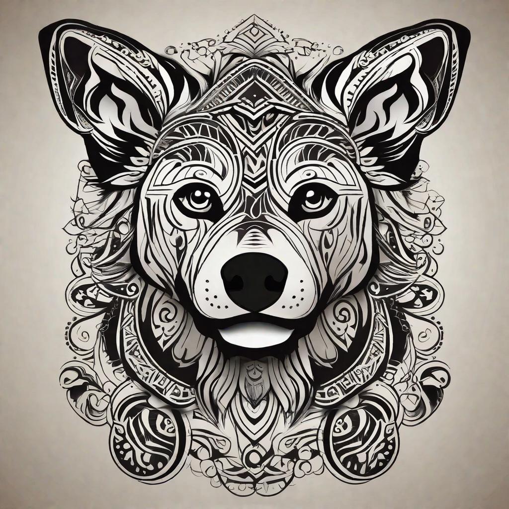  masterpiece, best quality, tribal style dog theme for leg sleeve