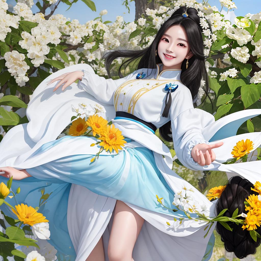  masterpiece, best quality, beautiful full of vitality, healthy sunny smile and attractive figure, with black hair, white skin, tall long ,8k resolution