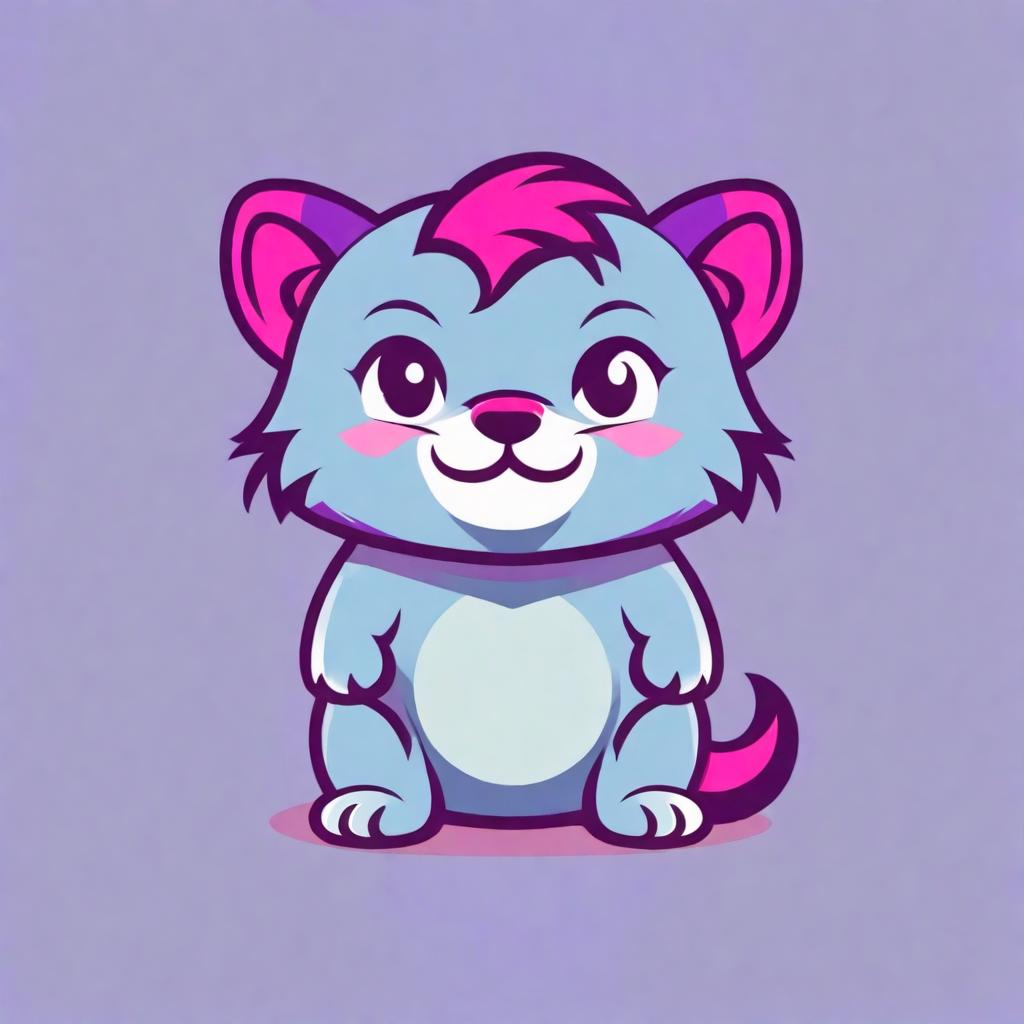  Baby blue and purple with pink bearcat 2d vector