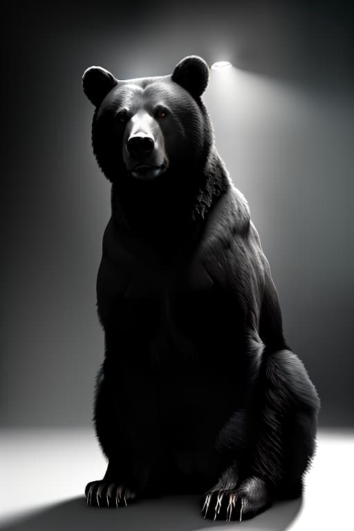  Black and white photograph, A beautiful large bear sitting, precise proportions, Contrast jur., wildlife photography, photograph, high quality, wildlife, f 1.8, soft focus, 8k, national geographic, award winning photograph by nick nichols hyperrealistic, full body, detailed clothing, highly detailed, cinematic lighting, stunningly beautiful, intricate, sharp focus, f/1. 8, 85mm, (centered image composition), (professionally color graded), ((bright soft diffused light)), volumetric fog, trending on instagram, trending on tumblr, HDR 4K, 8K