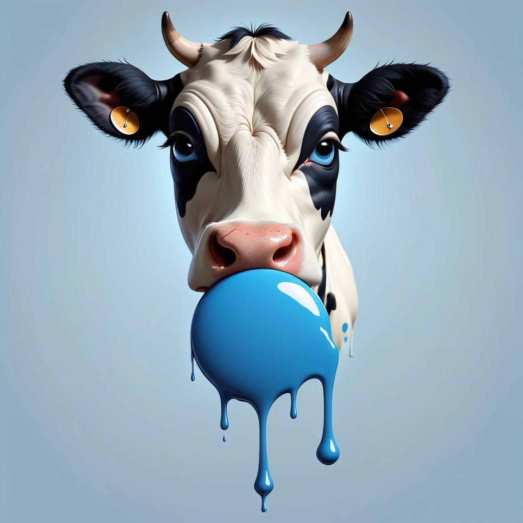  "minimalist cow from which is dripping tear from the eye, simple figures, maximum minimalist, blue tear, sad animal, minimalist cow, tear, much sad cow, logo in circle"