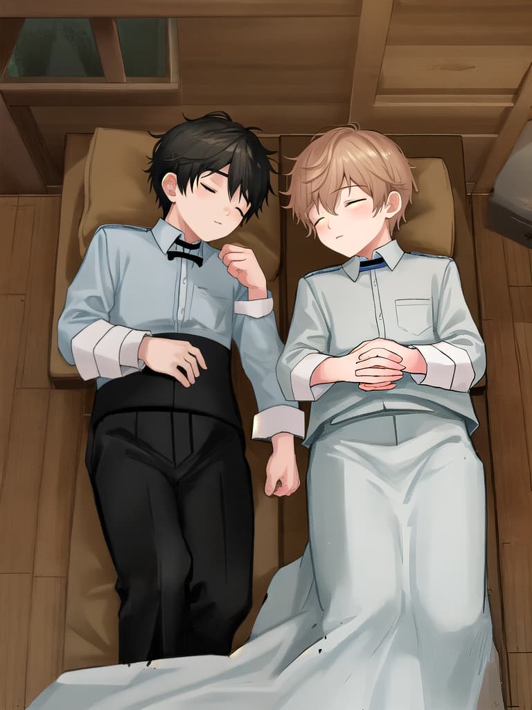  two boys sleeping together soaking