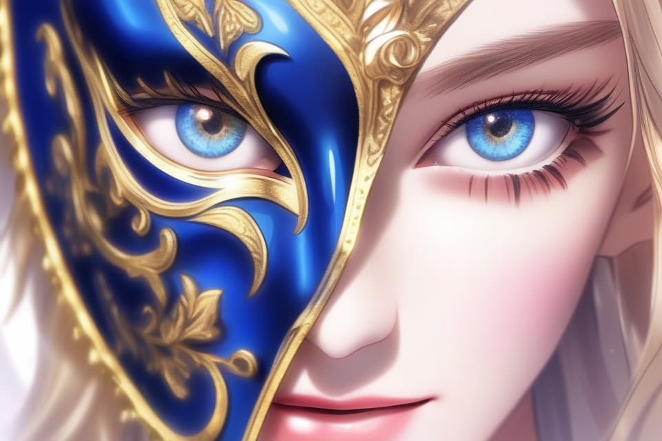  (Beautiful blue eyes) ((eyes only))) (((only))) ((Zoom up the eyes))) ((Close Up of Mask Only)) (Mask for Masquerade) (Nice Mask) (Beautiful Blue Eyes) Quality, Masterpiece