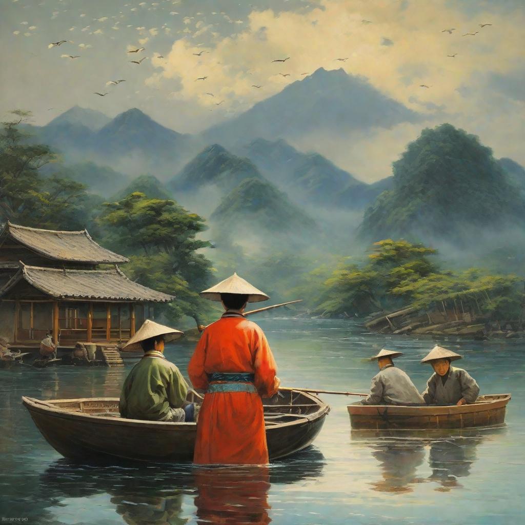  Masterpiece, best quality, help me make the cover of a novel, the name of which is "Longevity Begins from Fishing."