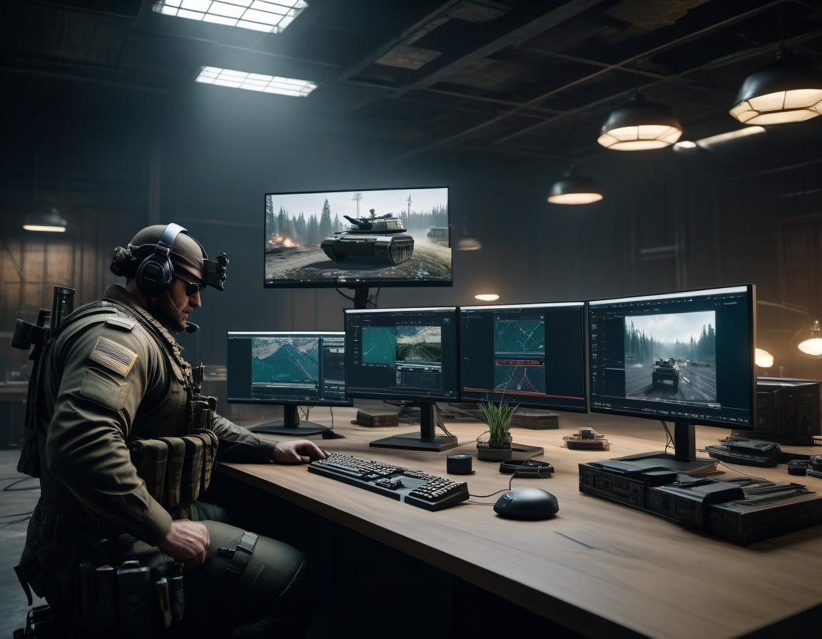  A big room, two guys at computers, fat and thin, playing escape from tarkov, realism hyperrealistic, full body, detailed clothing, highly detailed, cinematic lighting, stunningly beautiful, intricate, sharp focus, f/1. 8, 85mm, (centered image composition), (professionally color graded), ((bright soft diffused light)), volumetric fog, trending on instagram, trending on tumblr, HDR 4K, 8K