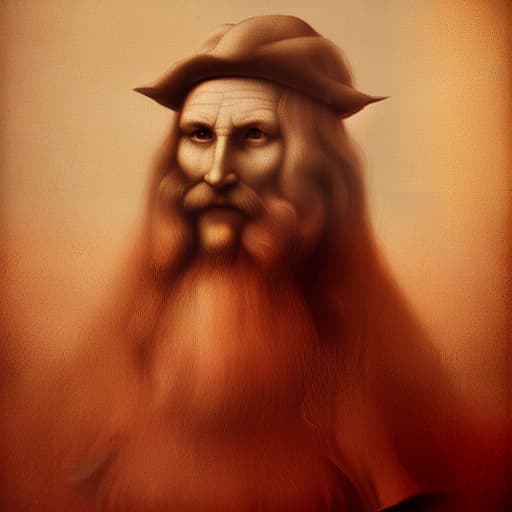 redshift style a surreal illustration of Leonardo Da Vinci in Italy, dramatic and cinematic light, complementary colors