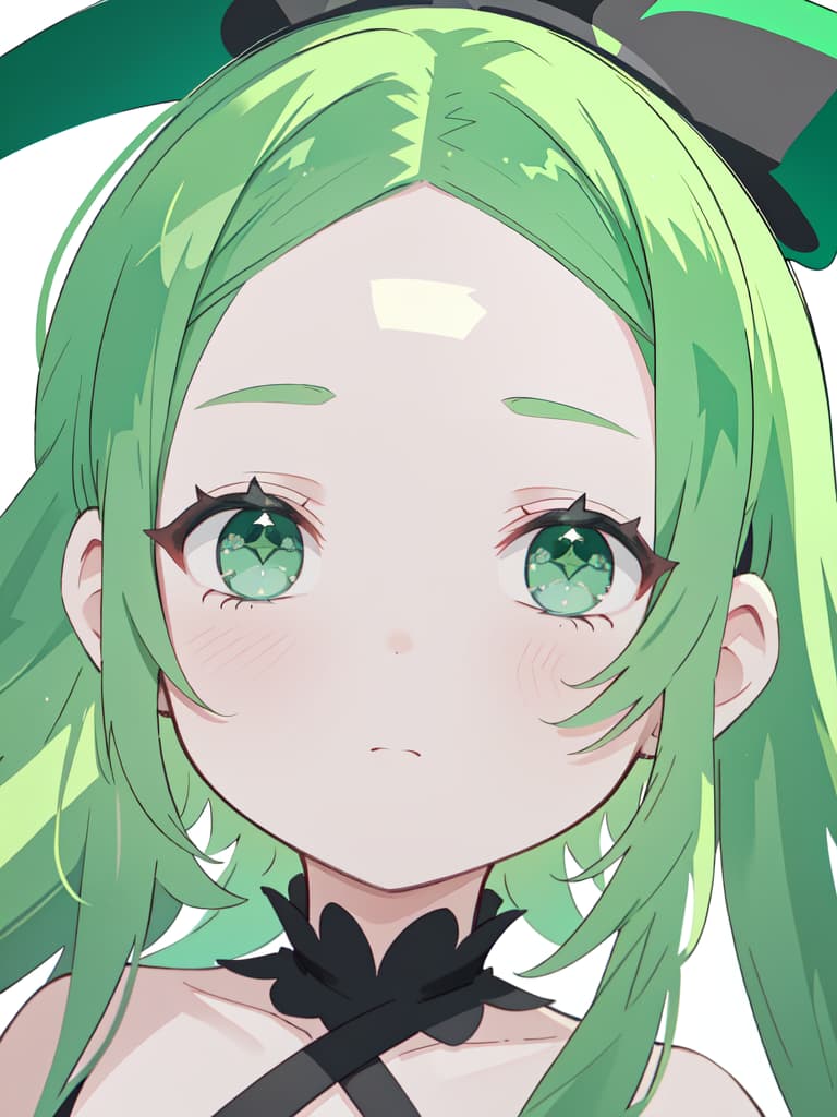  Green hair character with a black headband, bare forehead, masterpiece, best quality,8k,ultra detailed,high resolution,an extremely delicate and beautiful,hyper detail