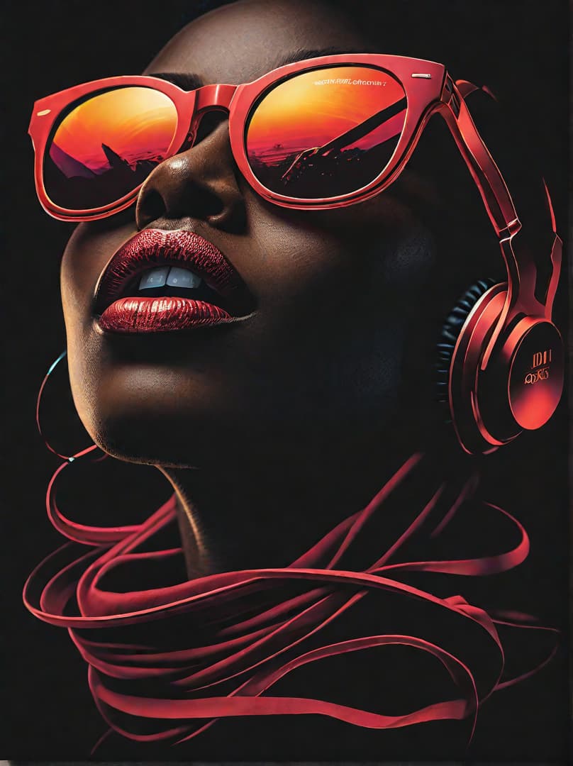  , soul music inspired illustration of a black woman with sunglasses wearing headphones on black background, music, mystical, vector art, high resolution, highly detailed<lora:styleesh:0.8732762554146276><lora:iOem0QTfwDb7Nr6ZC4K1oRqGP:0.5321558173759846><lora:nijiexpressivev2:0.39658298445653517><lora:sabaithai:0.09260475357891296> hyperrealistic, full body, detailed clothing, highly detailed, cinematic lighting, stunningly beautiful, intricate, sharp focus, f/1. 8, 85mm, (centered image composition), (professionally color graded), ((bright soft diffused light)), volumetric fog, trending on instagram, trending on tumblr, HDR 4K, 8K