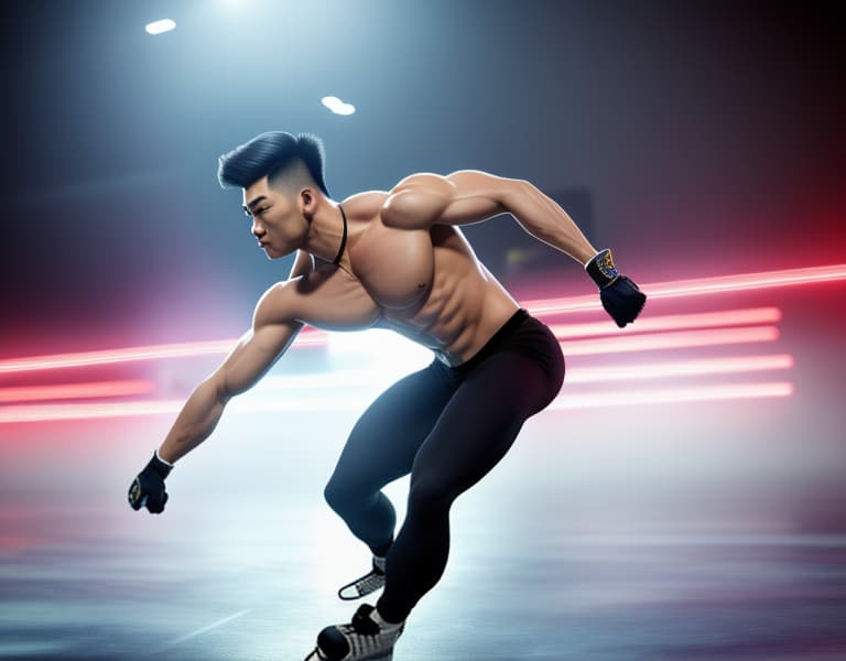  health, muscle, freedom, Chinese beautiful boy, skating， body，chest hair hyperrealistic, full body, detailed clothing, highly detailed, cinematic lighting, stunningly beautiful, intricate, sharp focus, f/1. 8, 85mm, (centered image composition), (professionally color graded), ((bright soft diffused light)), volumetric fog, trending on instagram, trending on tumblr, HDR 4K, 8K
