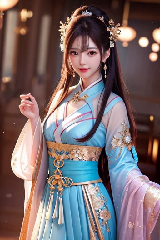  best quality, masterpiece, highres, 1girl,blush,(seductive smile:0.8),star shaped pupils,china hanfu,hair ornament,necklace, jewelry,Beautiful face,upon body, tyndall effect,photorealistic, dark studio, rim lighting, two tone lighting,(high detailed skin:1.2), 8k uhd, dslr, soft lighting, high quality, volumetric lighting, candid, Photograph, high resolution, 4k, 8k, Bokeh hyperrealistic, full body, detailed clothing, highly detailed, cinematic lighting, stunningly beautiful, intricate, sharp focus, f/1. 8, 85mm, (centered image composition), (professionally color graded), ((bright soft diffused light)), volumetric fog, trending on instagram, trending on tumblr, HDR 4K, 8K