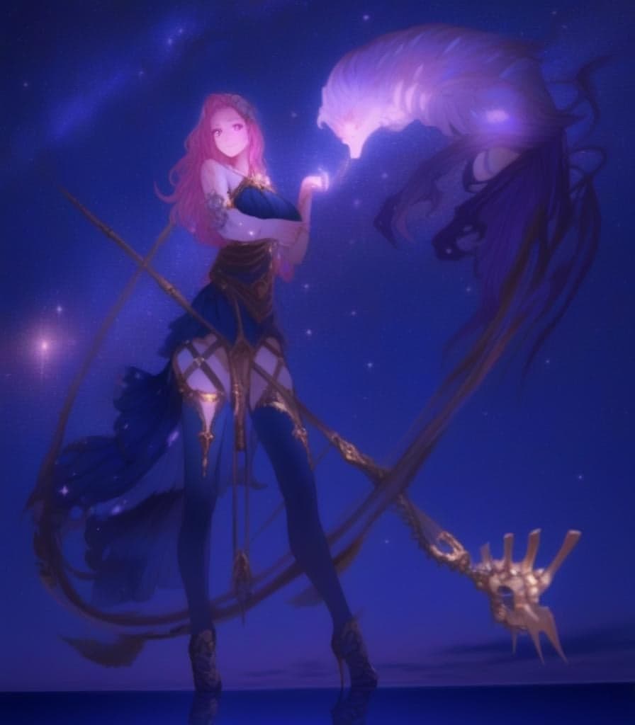 {masterpiece}, (((fleeting beautiful girl))),(((purple eyes))),(((hair is starry pink long hair))),(((starry haired girl))),{soro},{look down},{ancient roman clothing},{night sky},high quality,high resolution,16k,