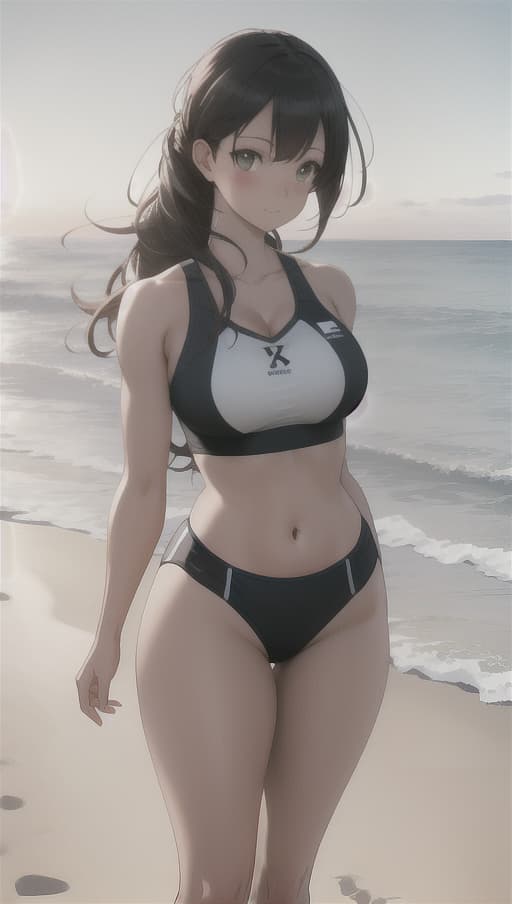  A fit girl on a beach, playing volleyball with friends. hyperrealistic, full body, detailed clothing, highly detailed, cinematic lighting, stunningly beautiful, intricate, sharp focus, f/1. 8, 85mm, (centered image composition), (professionally color graded), ((bright soft diffused light)), volumetric fog, trending on instagram, trending on tumblr, HDR 4K, 8K