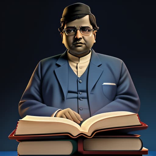  a dr. b r ambedkar beside Gautam Budh dark blue colour background a book in hand in budhha vihar