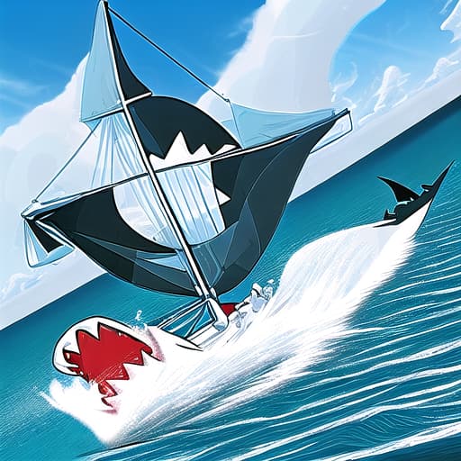  Shark shaped sailboat digital