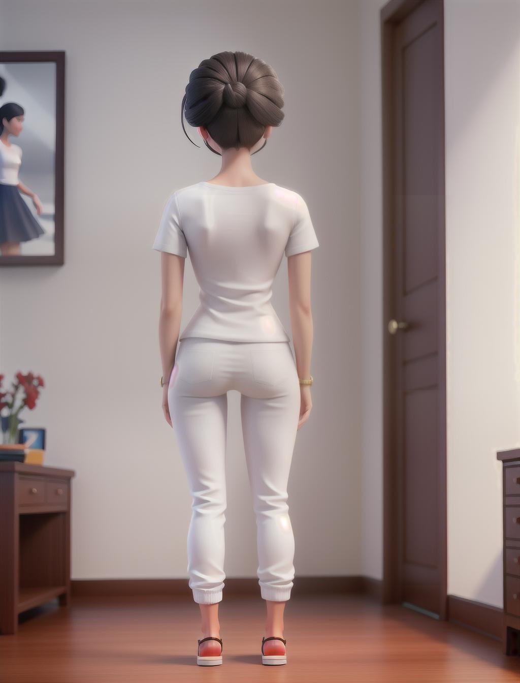  Back shot, room, Filipino , (white t shirt, no ), over hyperrealistic, full body, detailed clothing, highly detailed, cinematic lighting, stunningly beautiful, intricate, sharp focus, f/1. 8, 85mm, (centered image composition), (professionally color graded), ((bright soft diffused light)), volumetric fog, trending on instagram, trending on tumblr, HDR 4K, 8K