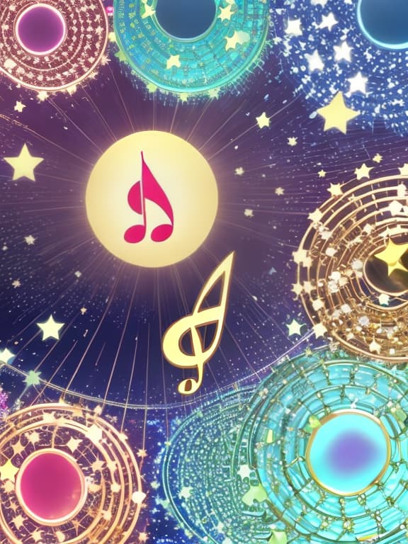  Cute musical notes and sparkling stars and gems wallpaper