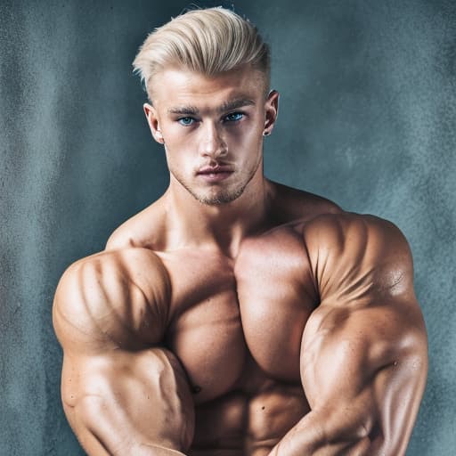 portrait+ style Russian queer fitness model blonde hunk dude face