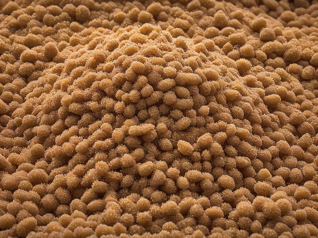  An ultradetailed closeup image of a delicate, intricately designed quinoa seed, showcasing its unique texture and natural patterns in vibrant shades of beige and brown. The image captures the essence of this versatile ingredient, highlighting its potential for adding both visual appeal and nutritional value to sweet culinary creations. hyperrealistic, full body, detailed clothing, highly detailed, cinematic lighting, stunningly beautiful, intricate, sharp focus, f/1. 8, 85mm, (centered image composition), (professionally color graded), ((bright soft diffused light)), volumetric fog, trending on instagram, trending on tumblr, HDR 4K, 8K