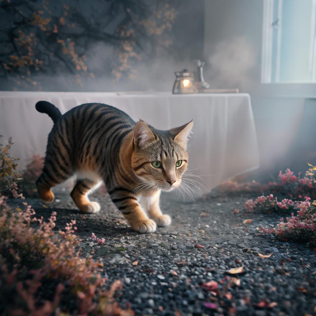  @PB_ImgGenBot Cat hyperrealistic, full body, detailed clothing, highly detailed, cinematic lighting, stunningly beautiful, intricate, sharp focus, f/1. 8, 85mm, (centered image composition), (professionally color graded), ((bright soft diffused light)), volumetric fog, trending on instagram, trending on tumblr, HDR 4K, 8K