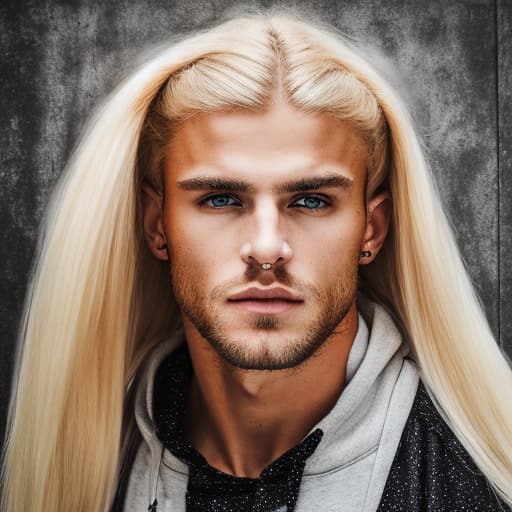 portrait+ style Russian queer fitness model blonde hunk dude face