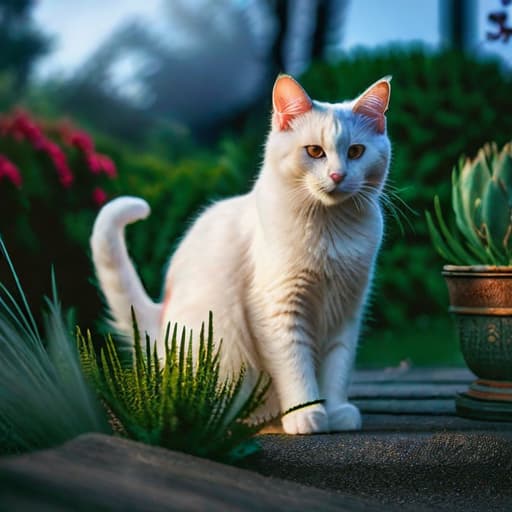  cat hyperrealistic, full body, detailed clothing, highly detailed, cinematic lighting, stunningly beautiful, intricate, sharp focus, f/1. 8, 85mm, (centered image composition), (professionally color graded), ((bright soft diffused light)), volumetric fog, trending on instagram, trending on tumblr, HDR 4K, 8K