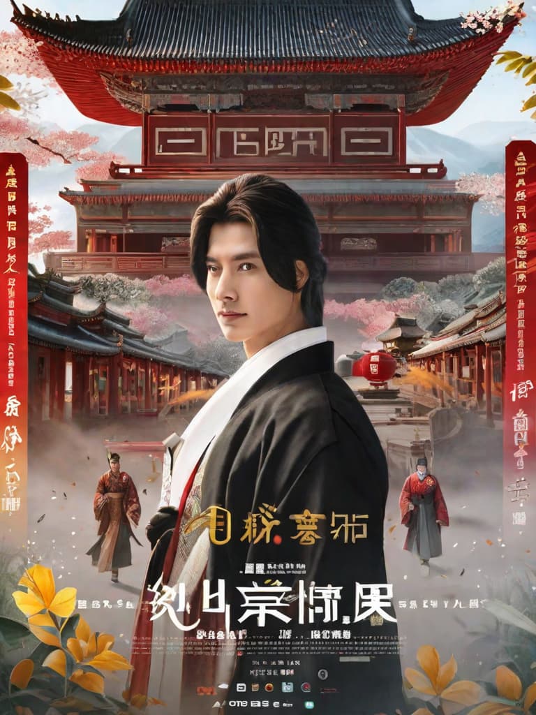  masterpiece, best quality, poster with Chinese characters