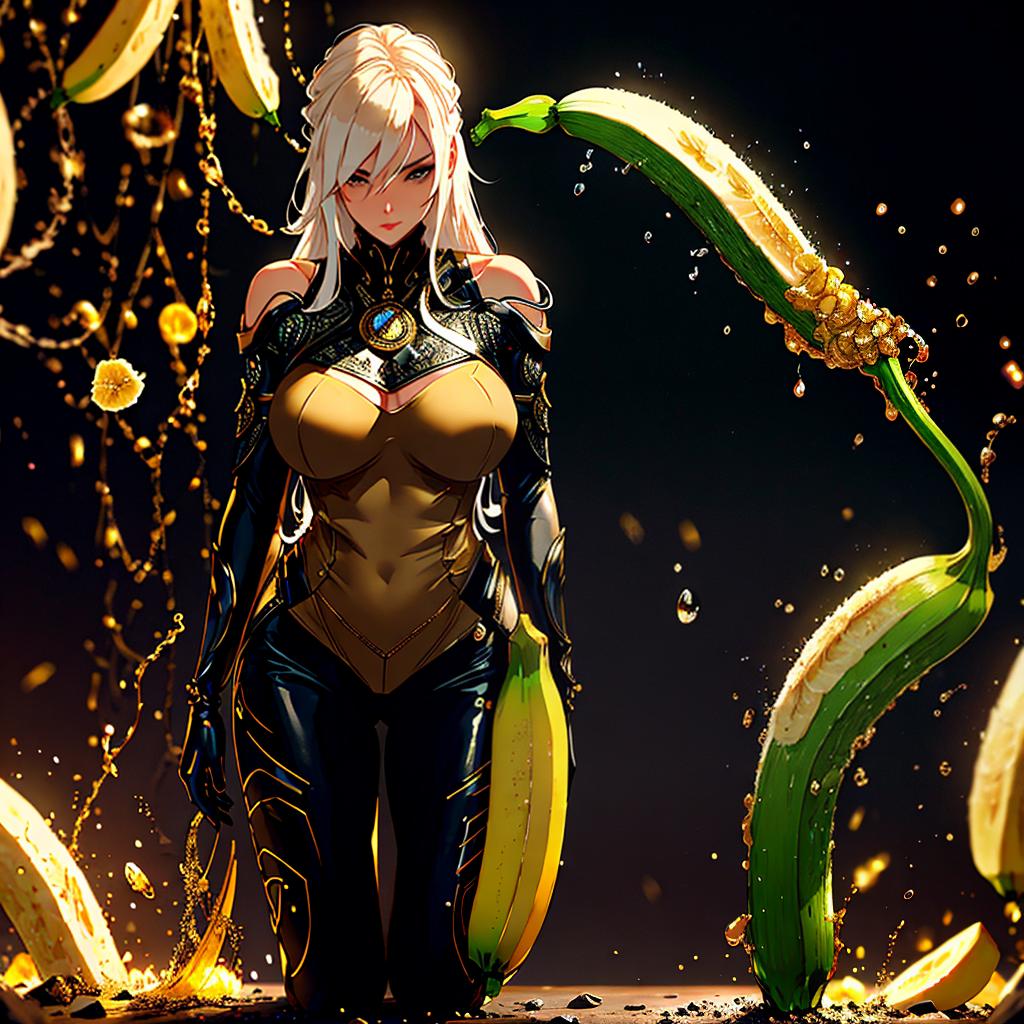   that is leaking banana hyperrealistic, full body, detailed clothing, highly detailed, cinematic lighting, stunningly beautiful, intricate, sharp focus, f/1. 8, 85mm, (centered image composition), (professionally color graded), ((bright soft diffused light)), volumetric fog, trending on instagram, trending on tumblr, HDR 4K, 8K