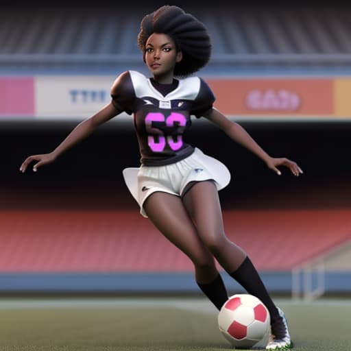  A black beauty lady playing football