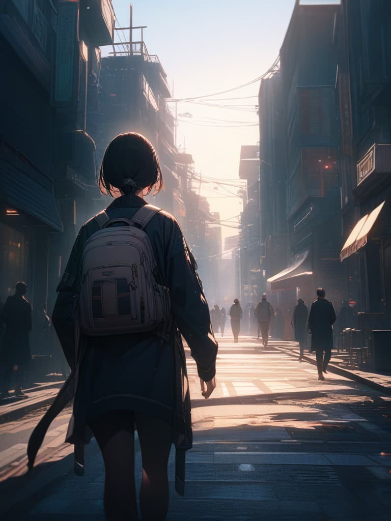  The background is the city of the city, the sky is sunset, a man, a woman walking, walking, back, masterpiece, best quality,8k,ultra detailed,high resolution,an extremely delicate and beautiful,hyper detail