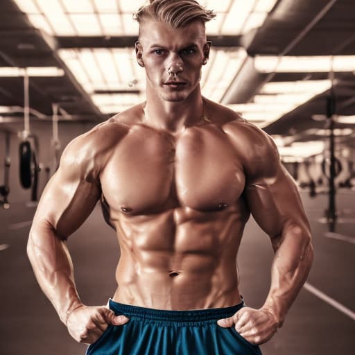 portrait+ style Russian queer fitness model blonde hunk dude face