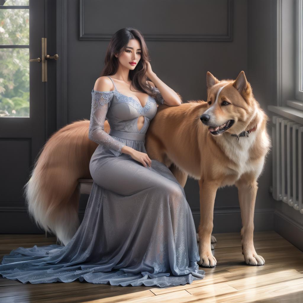  Create a image of dog hyperrealistic, full body, detailed clothing, highly detailed, cinematic lighting, stunningly beautiful, intricate, sharp focus, f/1. 8, 85mm, (centered image composition), (professionally color graded), ((bright soft diffused light)), volumetric fog, trending on instagram, trending on tumblr, HDR 4K, 8K