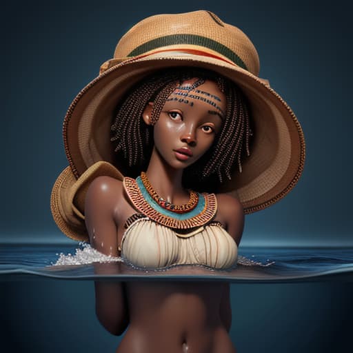  african woman's head drowning in the water