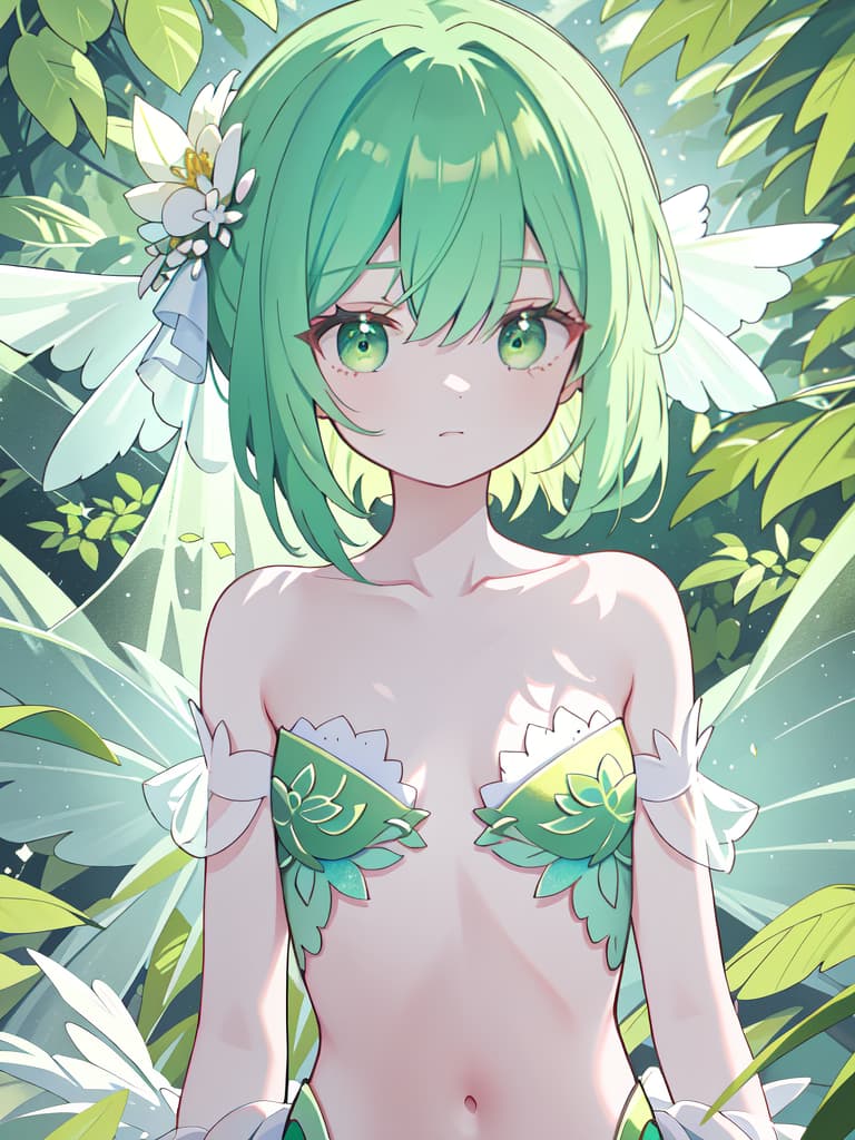  Beautiful collarbones and ribs of green hair characters, masterpiece, best quality,8k,ultra detailed,high resolution,an extremely delicate and beautiful,hyper detail