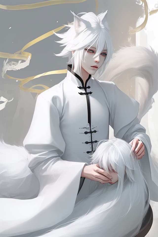  Thin hair, white hair, s, high students, big s, wolf cut hair, China on