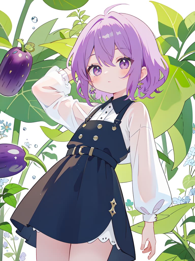  Cute, mini character, A Boy, I have a eggplant, masterpiece, best quality,8k,ultra detailed,high resolution,an extremely delicate and beautiful,hyper detail