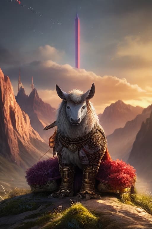  Lama defeating a frog hyperrealistic, full body, detailed clothing, highly detailed, cinematic lighting, stunningly beautiful, intricate, sharp focus, f/1. 8, 85mm, (centered image composition), (professionally color graded), ((bright soft diffused light)), volumetric fog, trending on instagram, trending on tumblr, HDR 4K, 8K