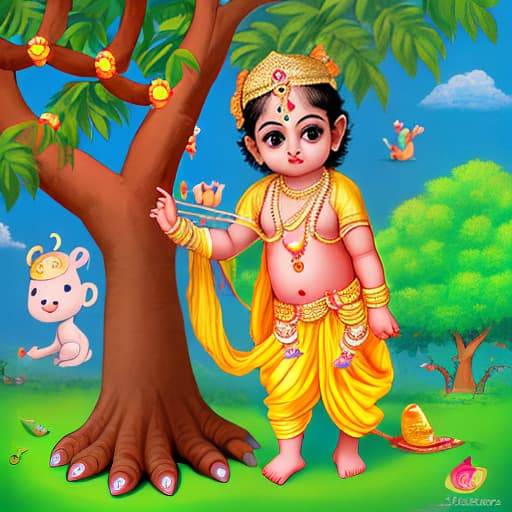  cute baby krishna setting down sites for the maango tree