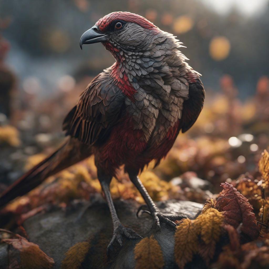  Muestrame un pájaro zombi hyperrealistic, full body, detailed clothing, highly detailed, cinematic lighting, stunningly beautiful, intricate, sharp focus, f/1. 8, 85mm, (centered image composition), (professionally color graded), ((bright soft diffused light)), volumetric fog, trending on instagram, trending on tumblr, HDR 4K, 8K