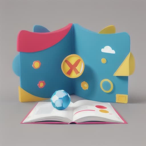  Minimal icon, vibrant, a popup book with web elements emerging