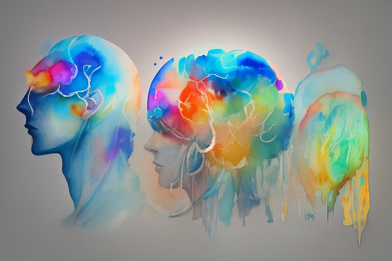  Sketch of four parts of memory in the brain., (Watercolor painting) soft colors ,fluid strokes ,transparent layers hyperrealistic, full body, detailed clothing, highly detailed, cinematic lighting, stunningly beautiful, intricate, sharp focus, f/1. 8, 85mm, (centered image composition), (professionally color graded), ((bright soft diffused light)), volumetric fog, trending on instagram, trending on tumblr, HDR 4K, 8K