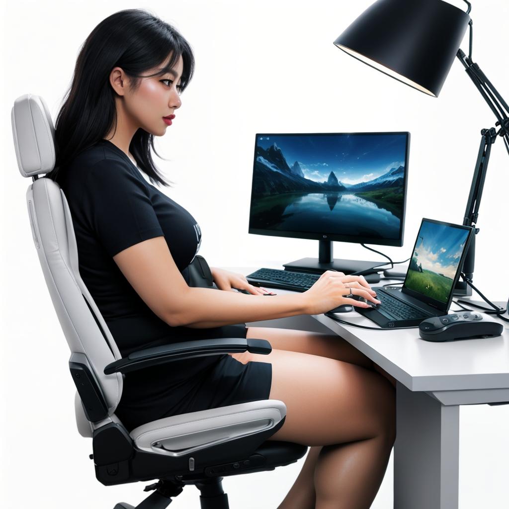  raccoon sitting in gaming chair front a computer on desktop, ((semi anthropomorphic)),(full body), tail, belly, sitting, fat, (chubby), (((white background))), solo, desktop, gaming chair, side view,  [[[clothes]]] hyperrealistic, full body, detailed clothing, highly detailed, cinematic lighting, stunningly beautiful, intricate, sharp focus, f/1. 8, 85mm, (centered image composition), (professionally color graded), ((bright soft diffused light)), volumetric fog, trending on instagram, trending on tumblr, HDR 4K, 8K