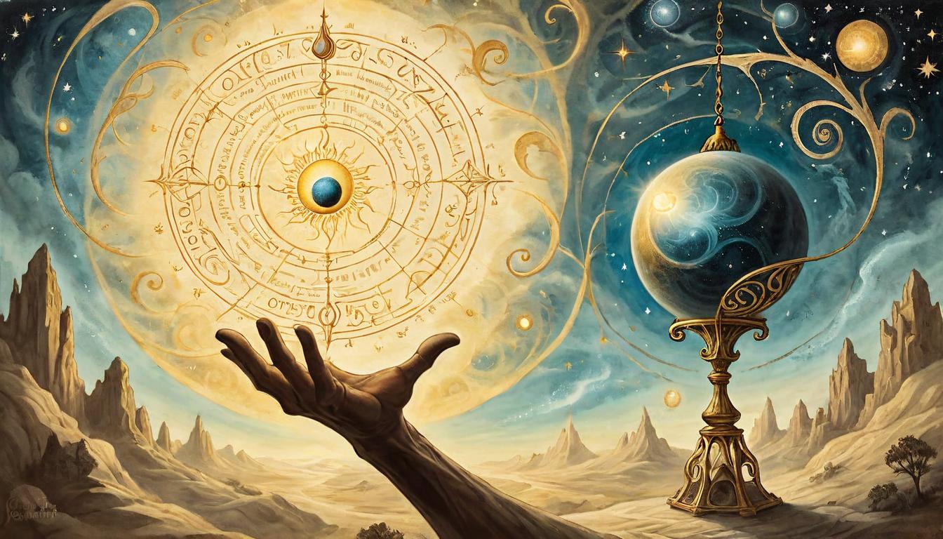  on parchment, surrealism+++, Hand reaching out to a golden orb, surrounding ethereal glow, cosmic swirls in the distance, metaphysical journey to success, hopeful, yearning, celestial(mysterious, provocative, symbolic,muted color)+++