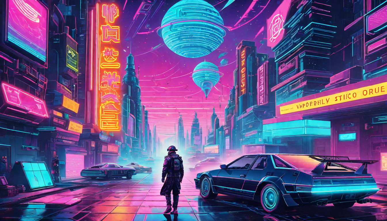  vaporwave,cyberpunk game style Rich, deep tapestry of time, swirling vortex of cosmic energy, profound engagement with truth, ethereal motifs, layers of wisdom, ancient and future blendedeon, dystopian, futuristic, digital, vibrant, detailed, high contrast, reminiscent of cyberpunk genre video games,retro aesthetic, cyberpunk, vibrant, neon colors, vintage 80s and 90s style, highly detailed