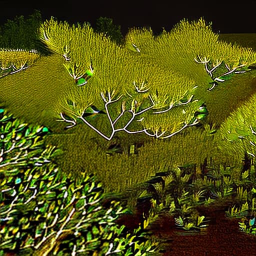  蟾宫折桂field,cypress,fruit tree,twig,night,horizontal view angle,