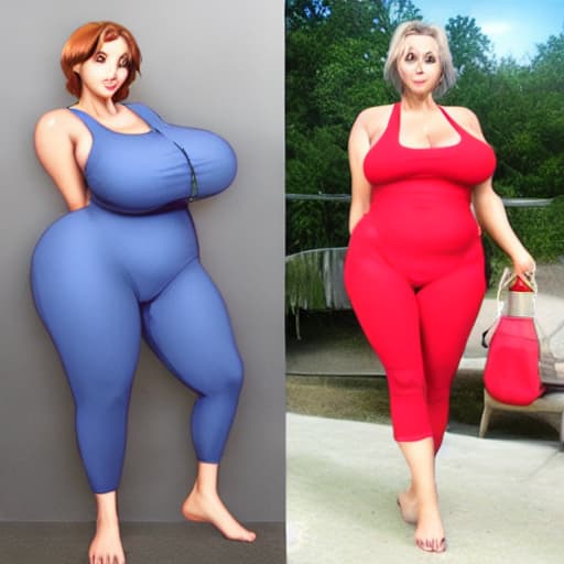  50 year old curvy women, curvy, giant curvy, gigantic curvy, giant curvy, massive curvy, large curvy, tanktop suit, swimsuit pants, shoeless,