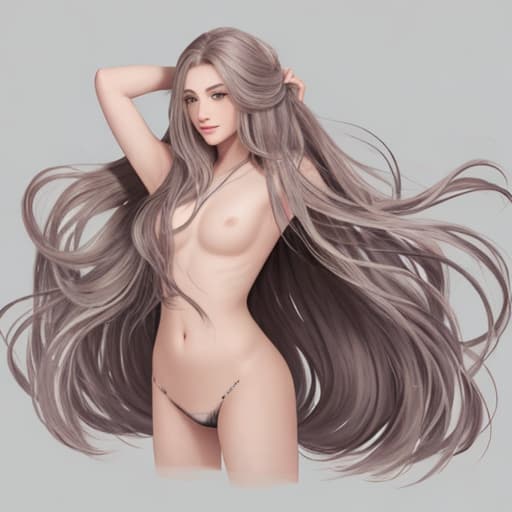  Naked, beautiful, long hair,