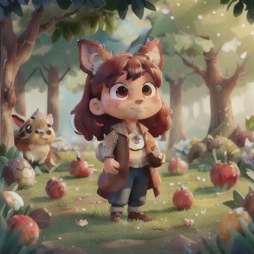  "Generate an image using Stable Diffusion where various small animals such as rabbits and squirrels are gathering around an apple tree in a lively garden to taste fresh apples.", best quality, very detailed, high resolution, sharp, sharp image, extremely detailed, 4k, 8k hyperrealistic, full body, detailed clothing, highly detailed, cinematic lighting, stunningly beautiful, intricate, sharp focus, f/1. 8, 85mm, (centered image composition), (professionally color graded), ((bright soft diffused light)), volumetric fog, trending on instagram, trending on tumblr, HDR 4K, 8K